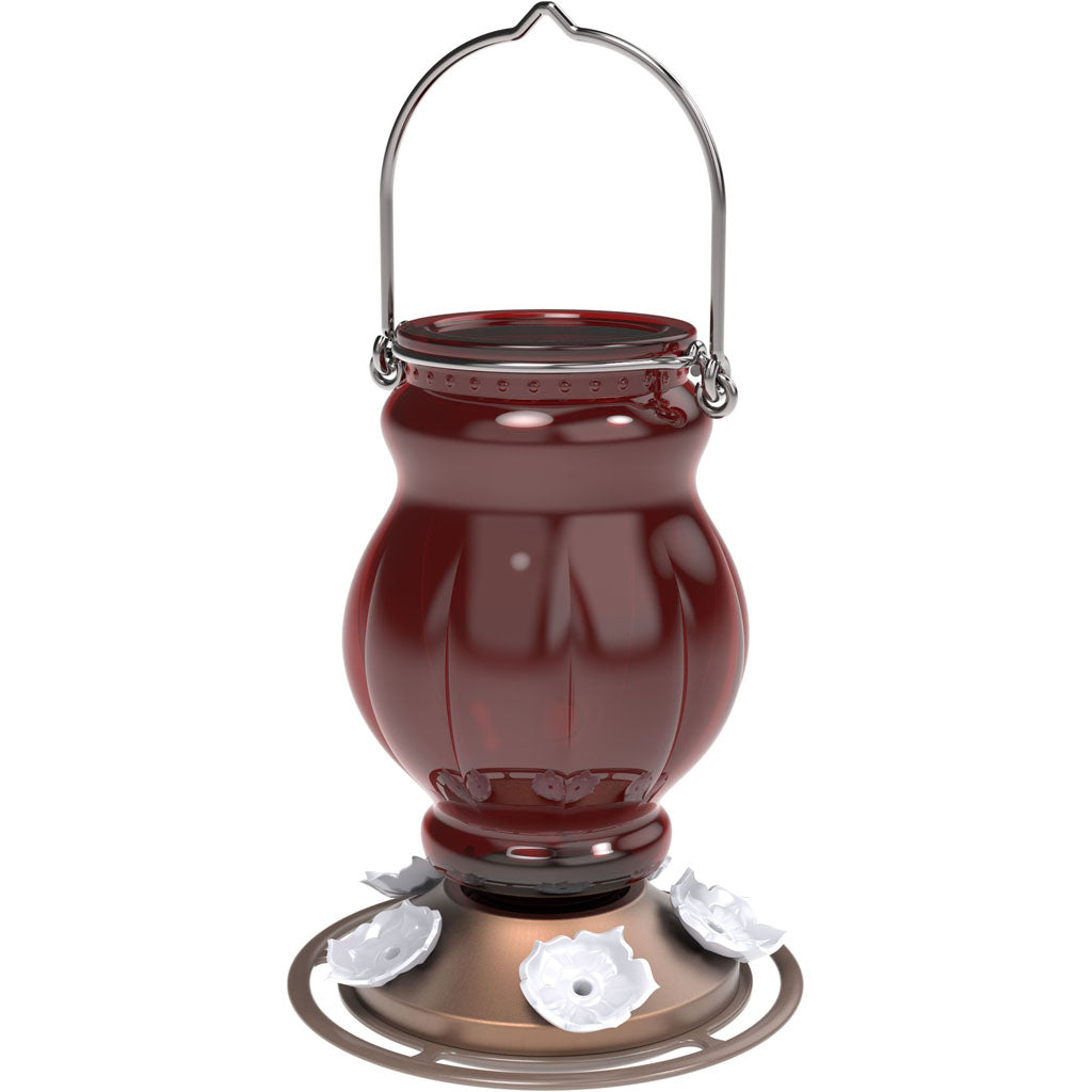 Ruby Visions Antique Glass Hummingbird Feeder (RED, 25 OZ)