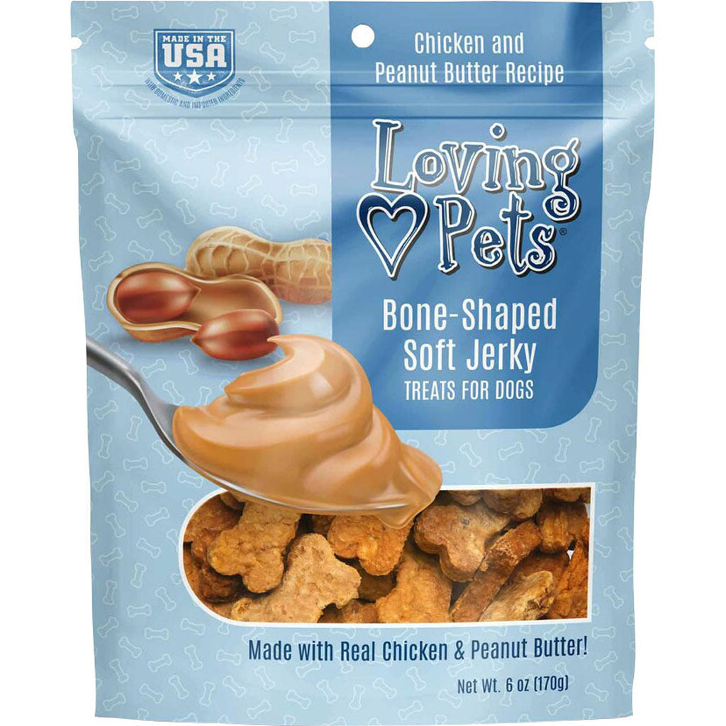 Loving Pets Soft Jerky Bones (CHICKEN/PEANUT, 6 OZ)