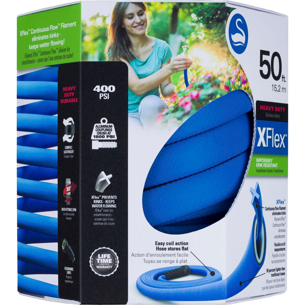Swan Xflex Kink Free Flat Expandable Hose (BLUE, 5/8 IN X 50 FT)