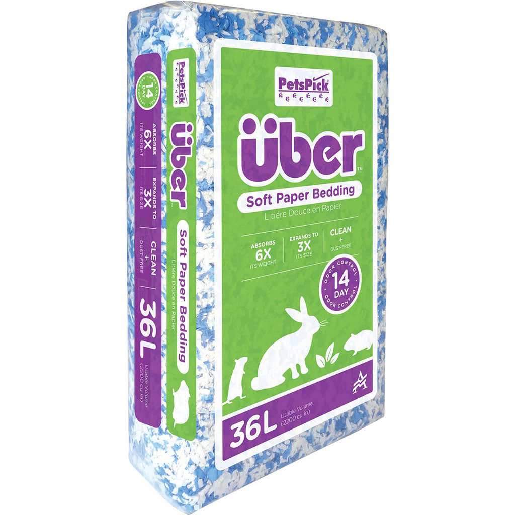 Uber Soft Paper Pet Bedding (BLUE/WHITE, 36 L)