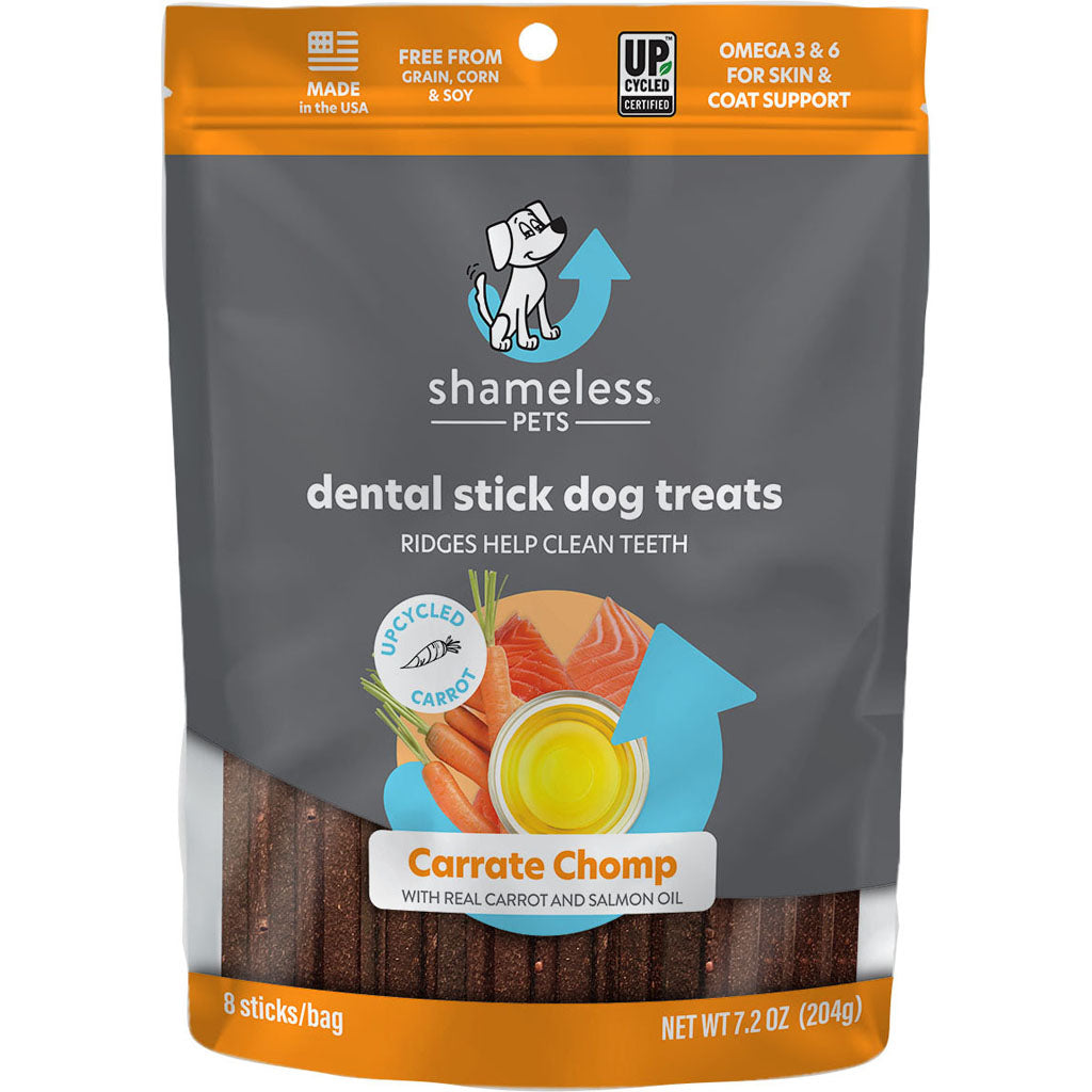 Shameless Dog Dental Sticks (CARROT/SALMON, 7.2 OZ)