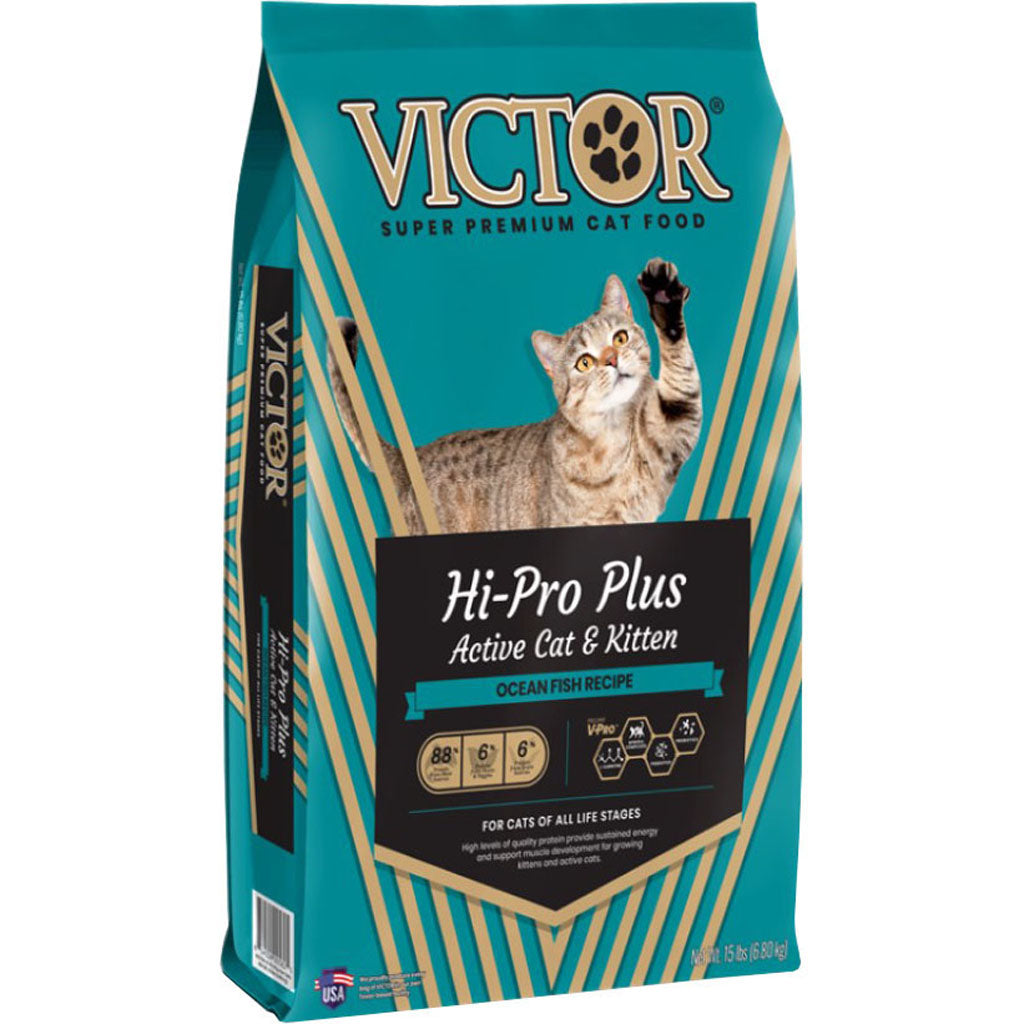 Victor Hi-Pro Plus Active Cat & Kitten Food (OCEAN FISH, 15 LB)