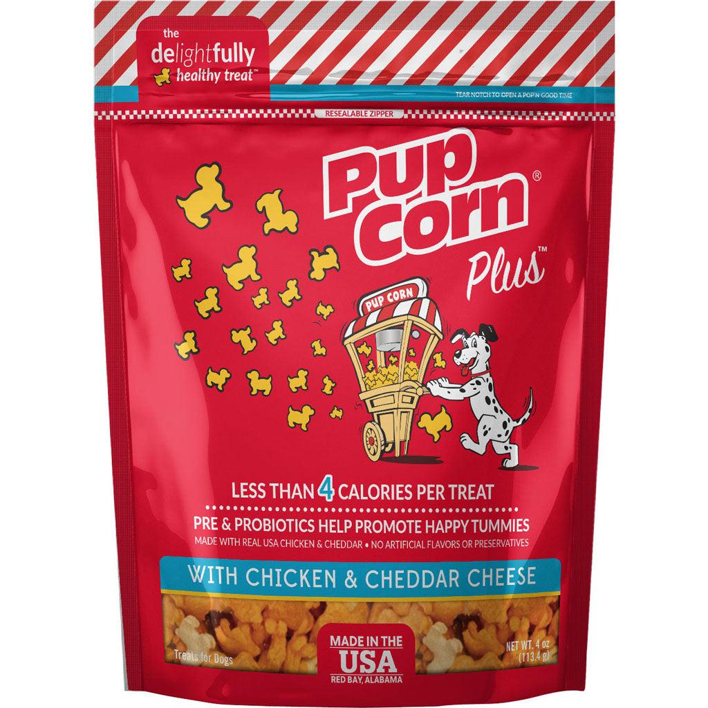 Pupcorn Plus Dog Treats (CHICKEN/CHEDDAR, 4 OZ)
