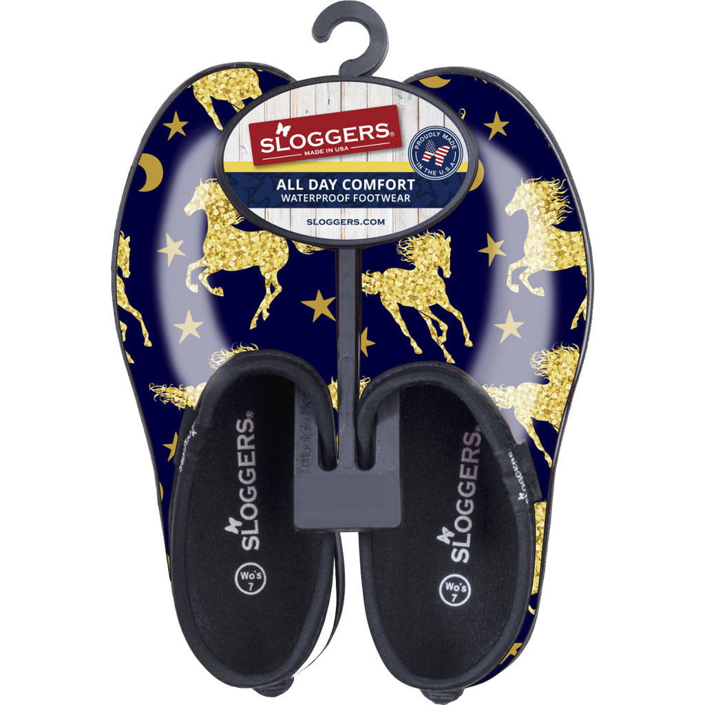 Sloggers Womens Waterproof Comfort Shoe (HORSE STAR BLUE, SZ 9)