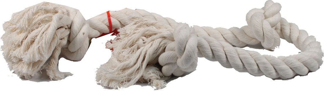 Flossy Chews Cotton 3 Knot Rope Tug (WHITE, 36 IN)