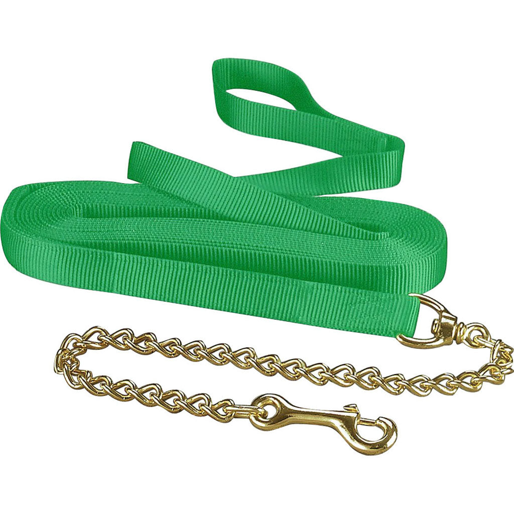Hamilton Single Thick Lunge Line W/Chain (GREEN, 26 FT)