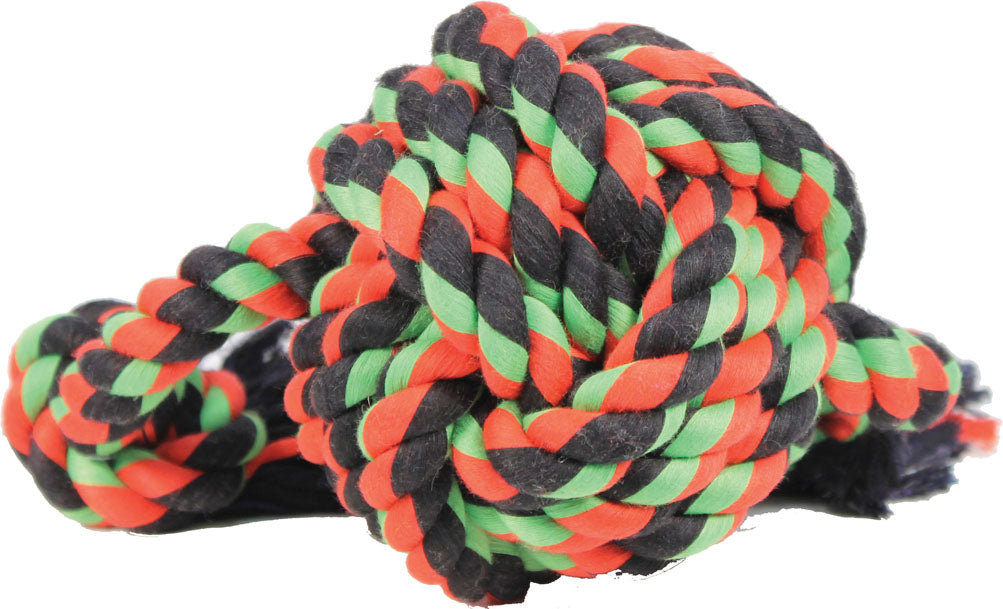 Flossy Chews Monkey Fist Ball W/Rope Ends (MULTI, 18 IN)
