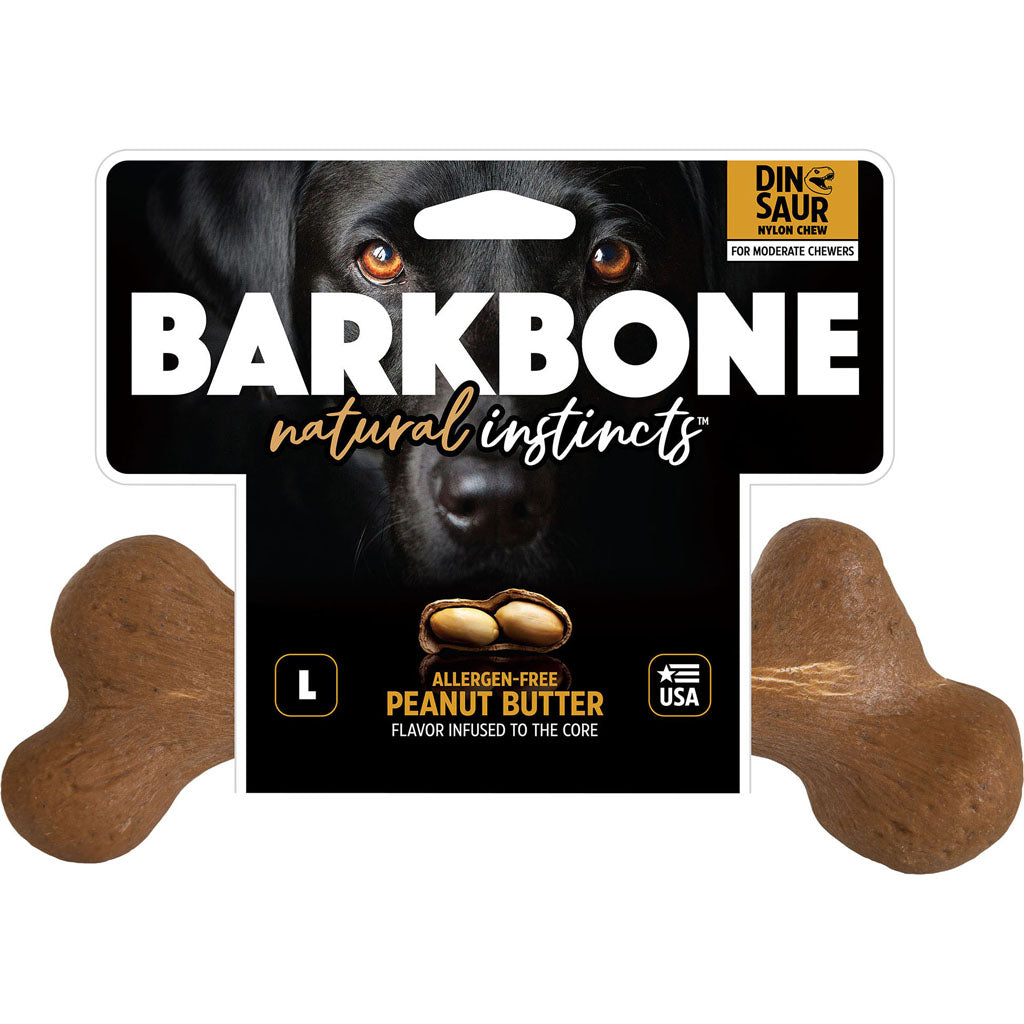 Dinosaur Barkbone Usa Wood Dog Chew (PEANUT BUTTER, LG)