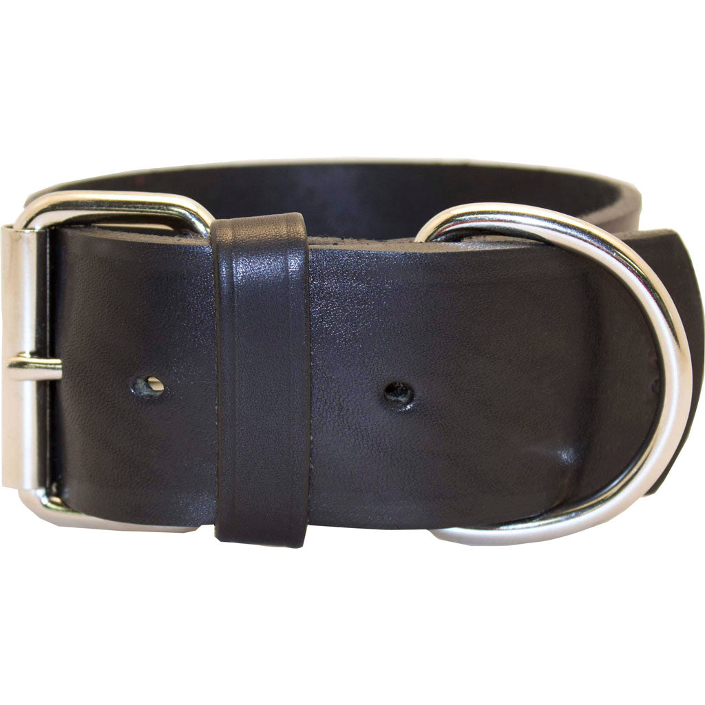 Latigo Leather 1 Ply Dog Collar (BLACK, 2 X 27 IN)