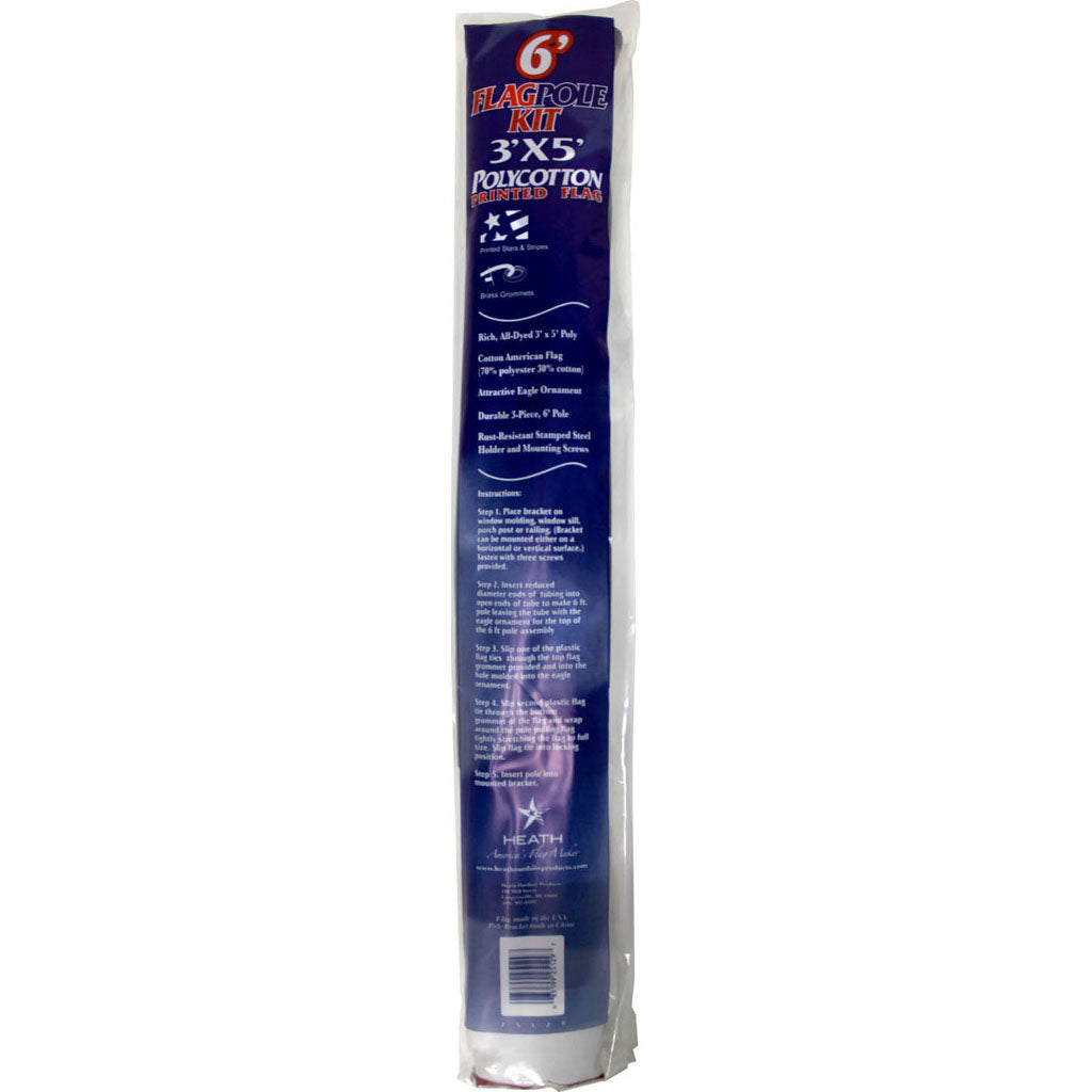 Us Polycotton Flag & 6 Ft Pole Kit W/Wall Bracket (3X5 FT)