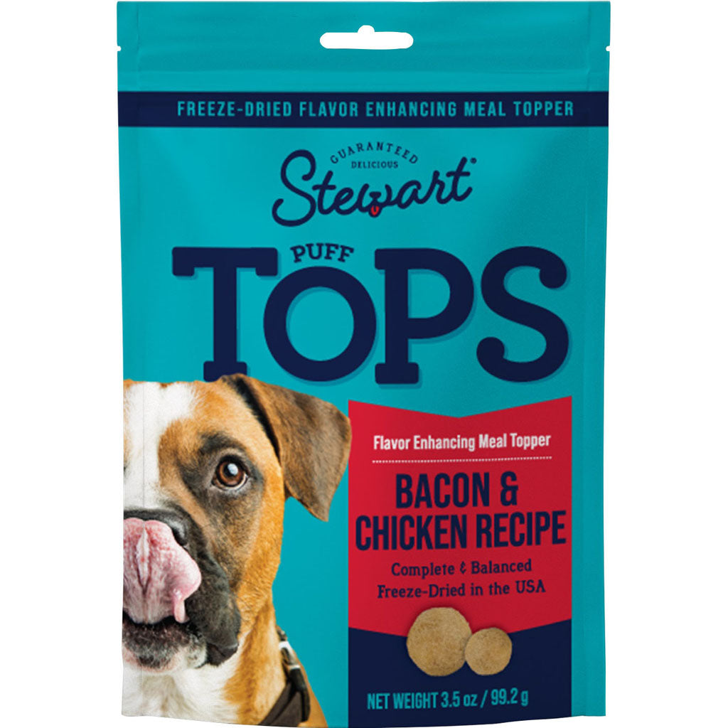 Stewart Pufftops Freeze Dried Flavor Enhancer (BACON/CHICKEN, 3.5 OZ)