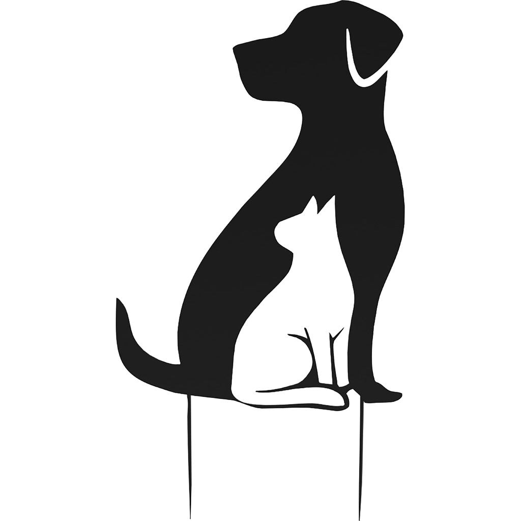 Dog With Cat Shadow Yard Stake (24 IN)