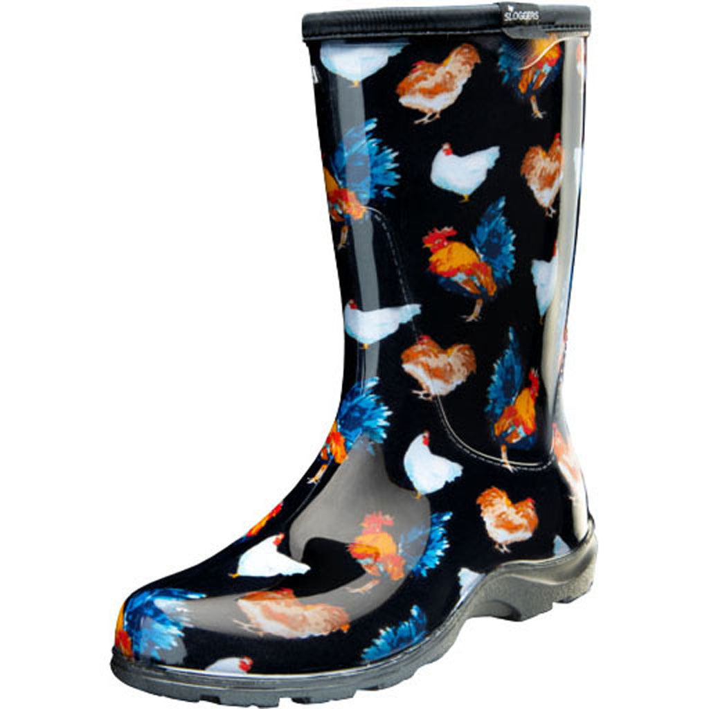 Sloggers Womens Waterproof Comfort Boot (CHICKEN BLACK, SZ 6)