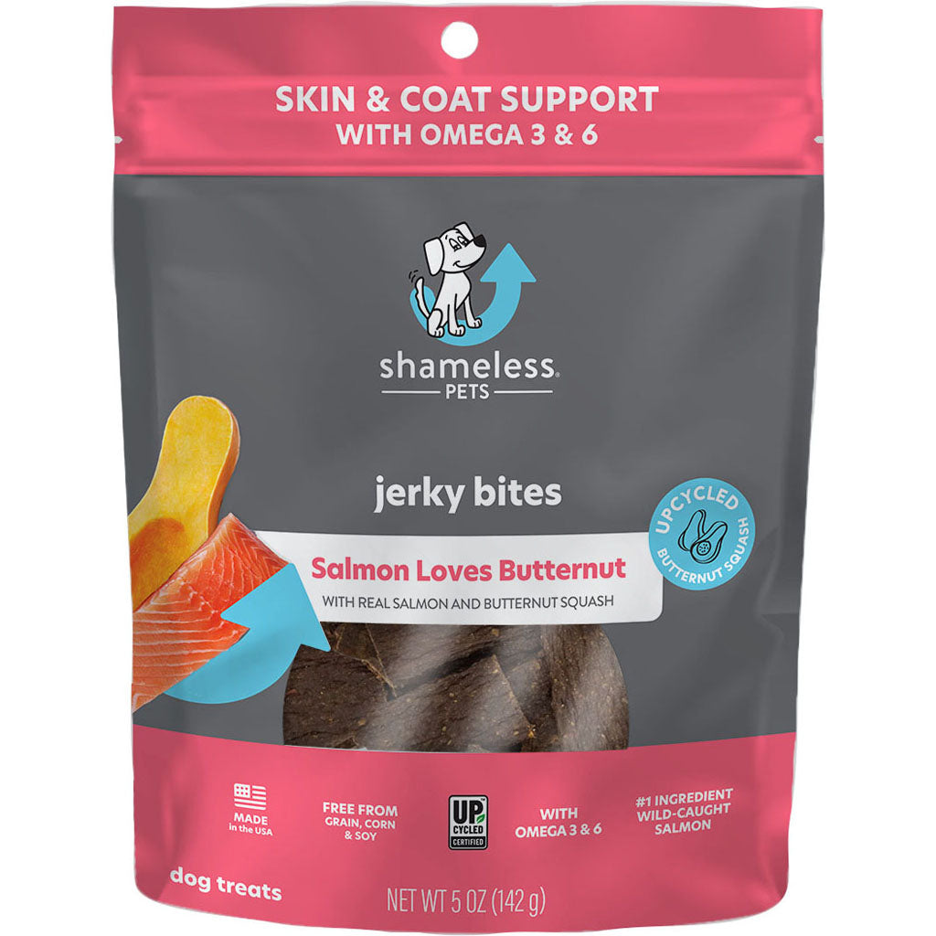 Shameless Dog Jerky Bites (SALMON/BUTTERNU, 5 OZ)