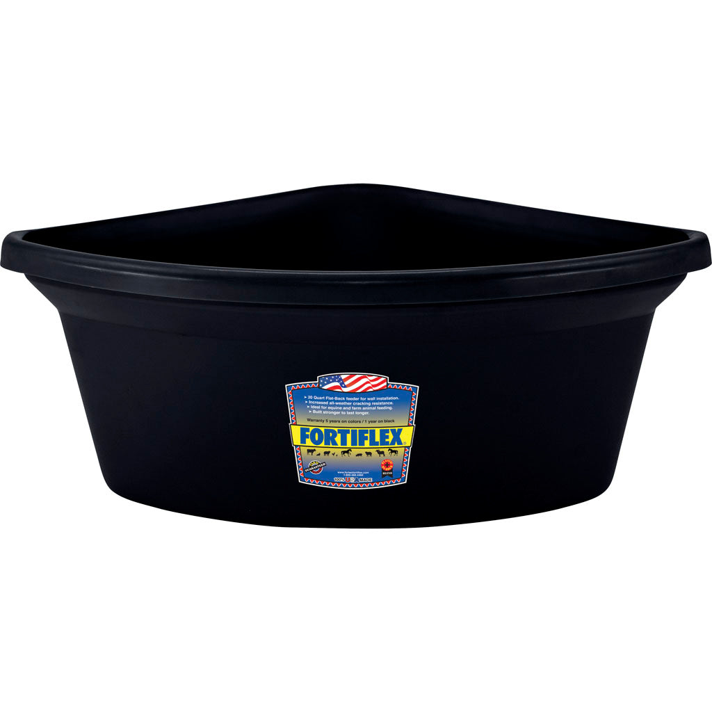 Fortiflex Corner Fence Mount Feeder (BLACK, 24 QT)