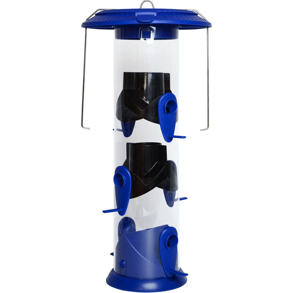 Wide Funnel Flip Top Tube Feeder (BLUE, 3.5 QT CAP)