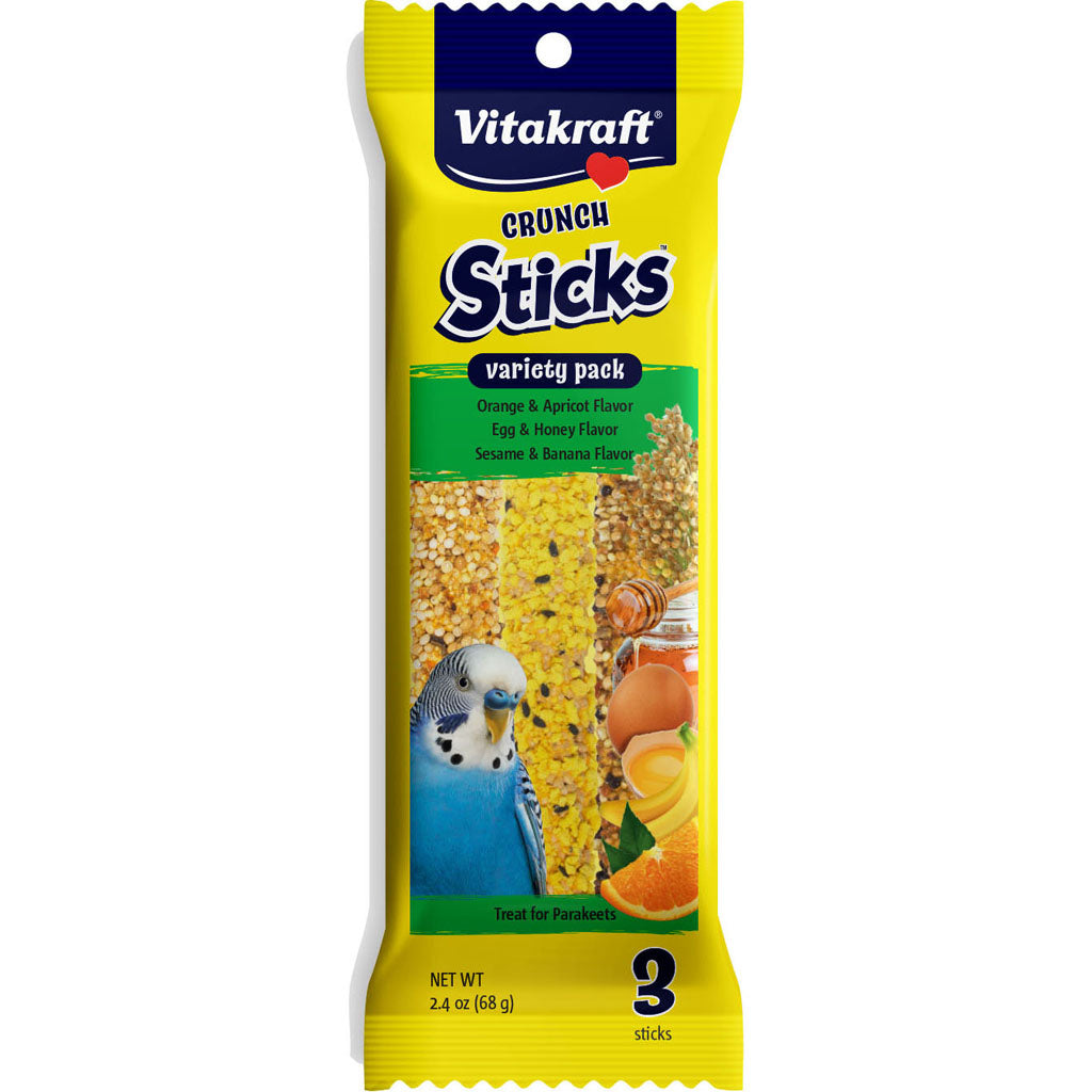 Vitakraft Crunch Sticks Variety Pk Parakeet Treats (ORANGE/HONEY/BA, 2.4 OZ-3 PK)