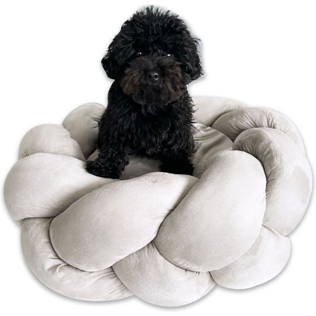 Goo-Eez Round Braided Suede Pet Bed (LIGHT GRAY, 24 IN)