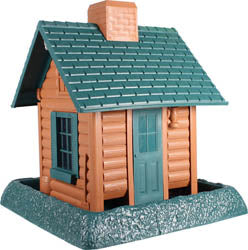 Village Collection Log Cabin Bird Feeder (GREEN/BROWN, 5 LB CAP)
