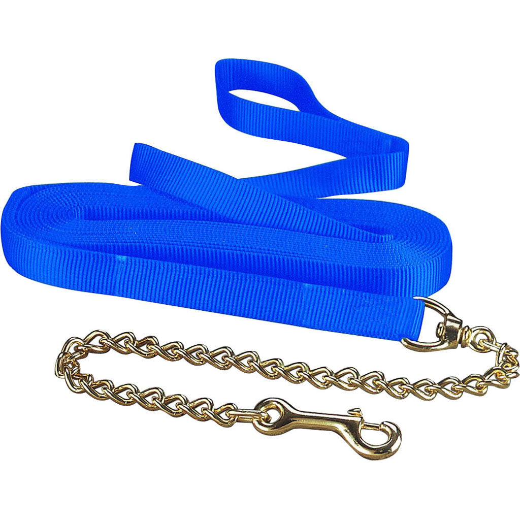 Hamilton Single Thick Lunge Line W/Chain (BLUE, 26 FT)