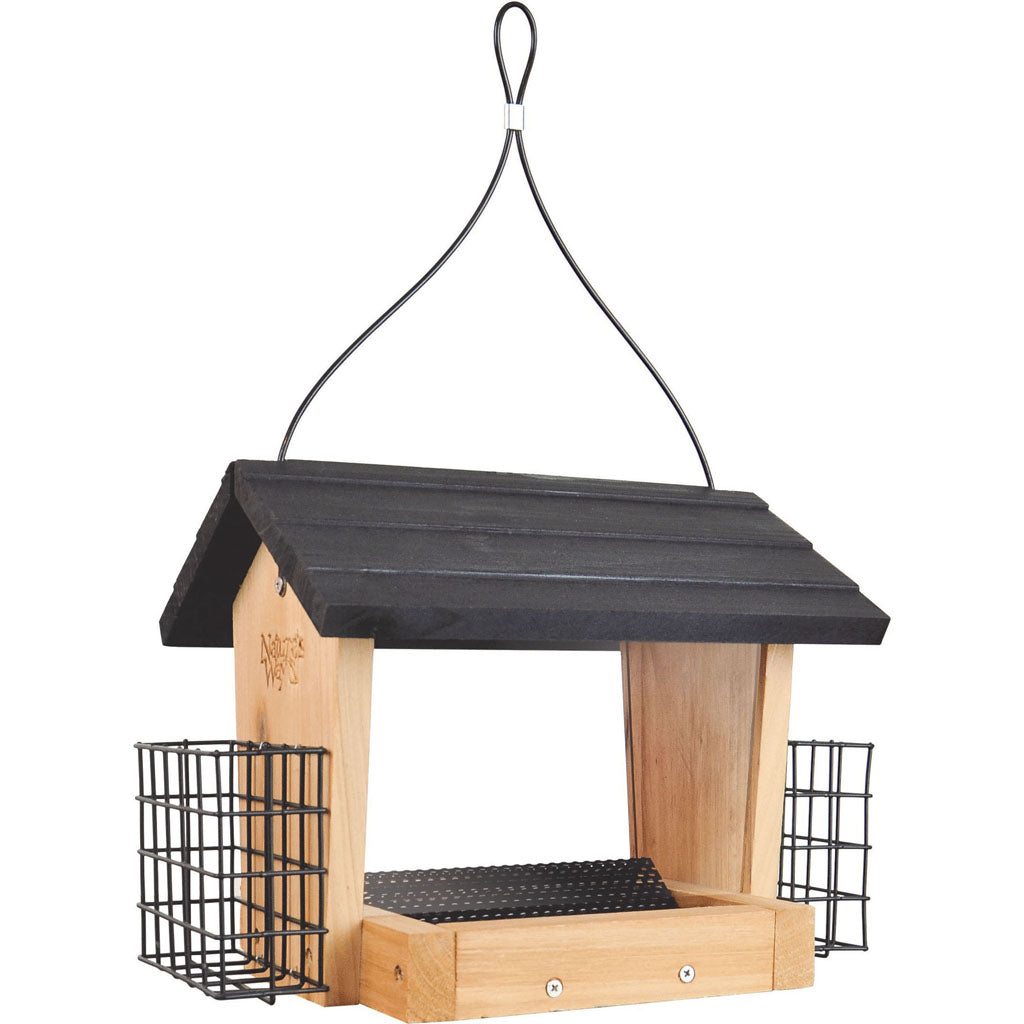 Hopper Feeder W/Suet Cages (CEDAR, 3 QT CAP)