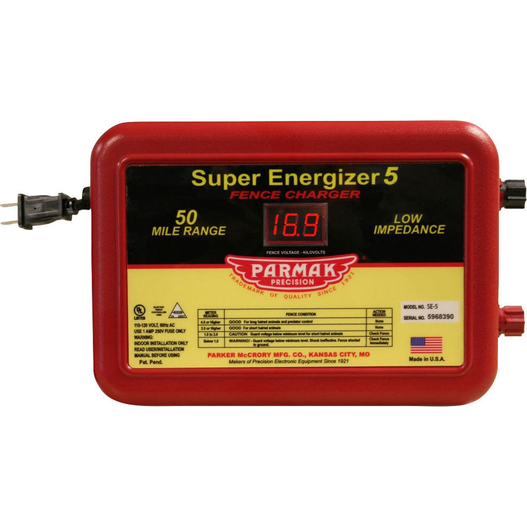 Parmak Super Energizer 5 Fence Charger (RED, 50 MILE)