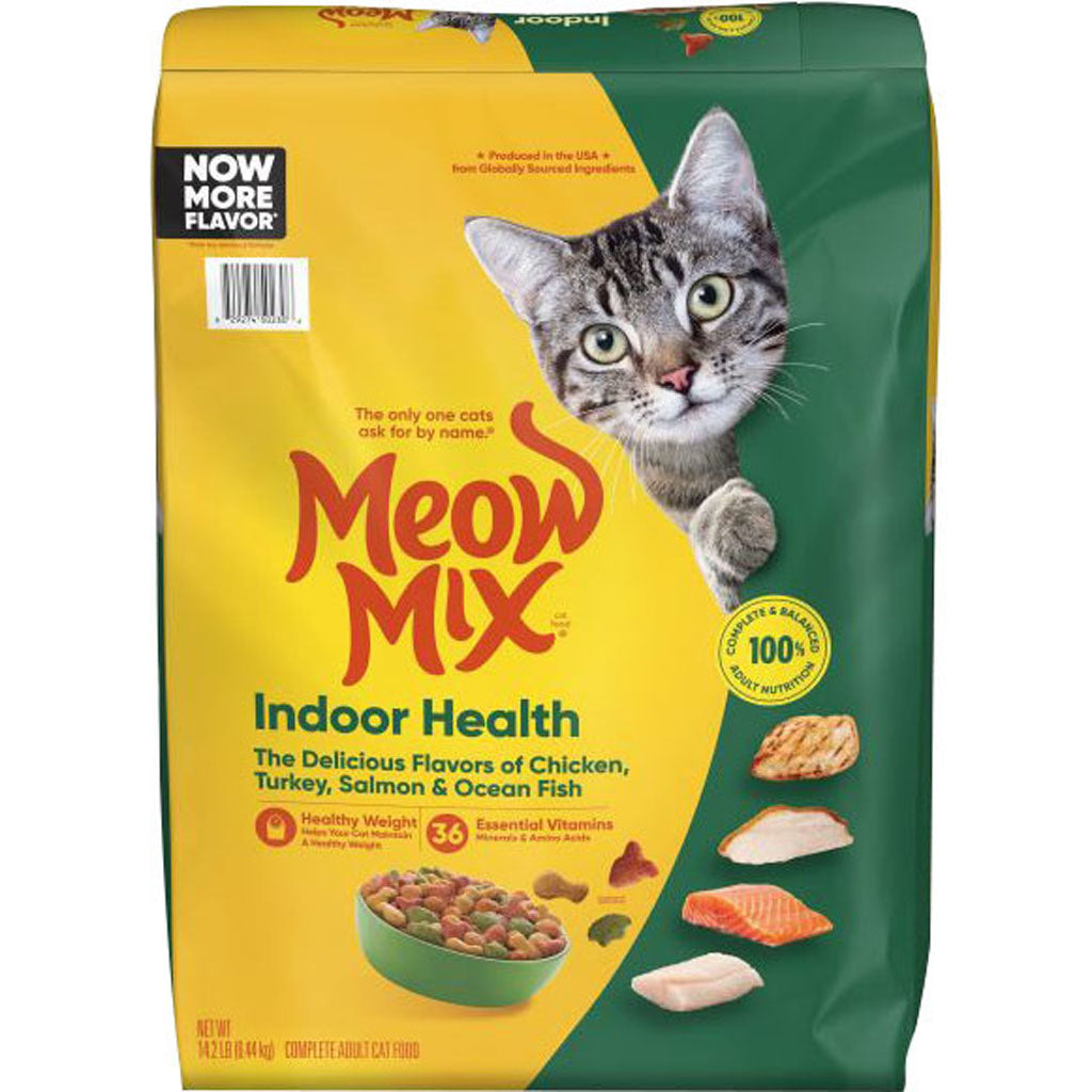 Meow Mix Indoor Health Dry Cat Food (CKN/TURK/SALM/F, 14.2 LB)