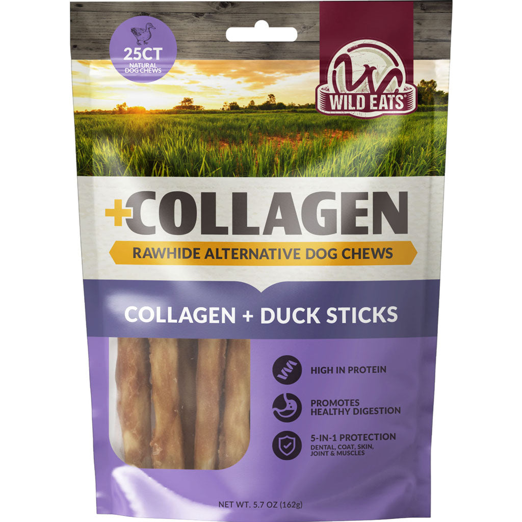 Wild Eats Collagen Retriever Sticks (DUCK, .6 CM X 5 IN-25)