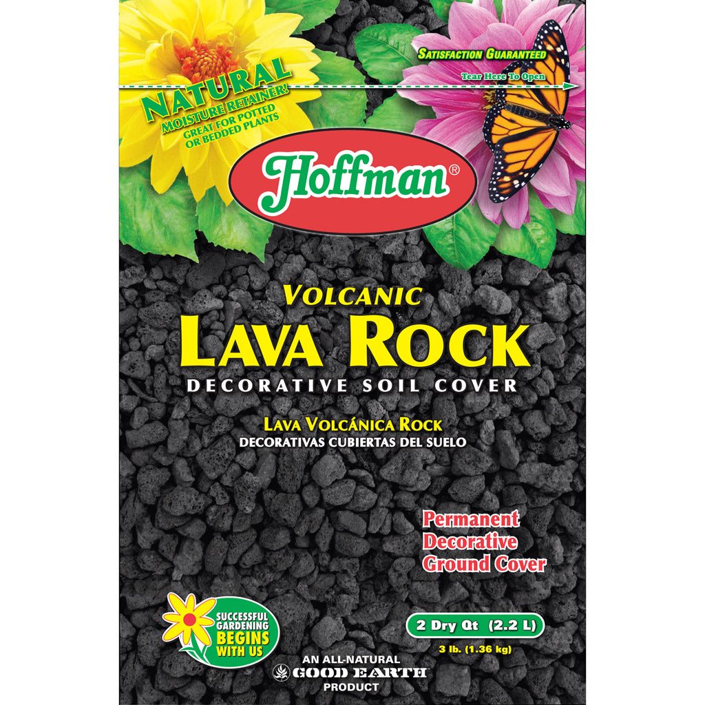 Hoffman Volcanic Lava Rock Decorative Soil Cover (BLACK, 2 QT)