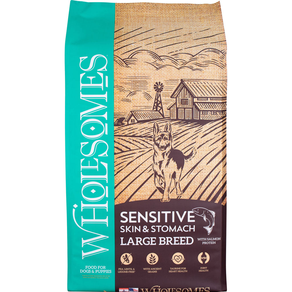 Wholesomes Lrg Breed Sensitive Skin & Stomach Food (SALMON, 30 LB)