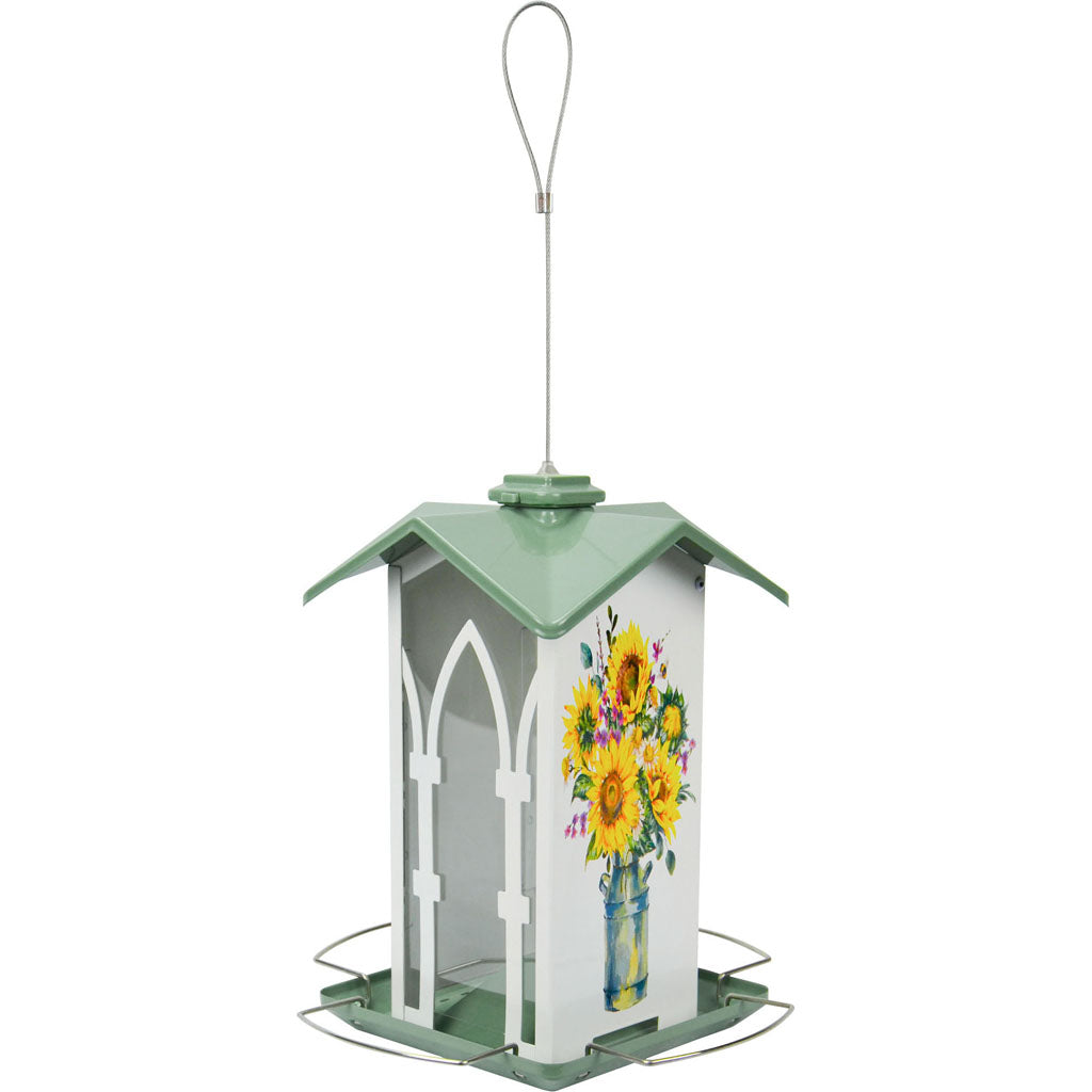 Country Cottage Metal Gazebo Bird Feeder (GREEN/WHITE, 1.56 QT CAP)