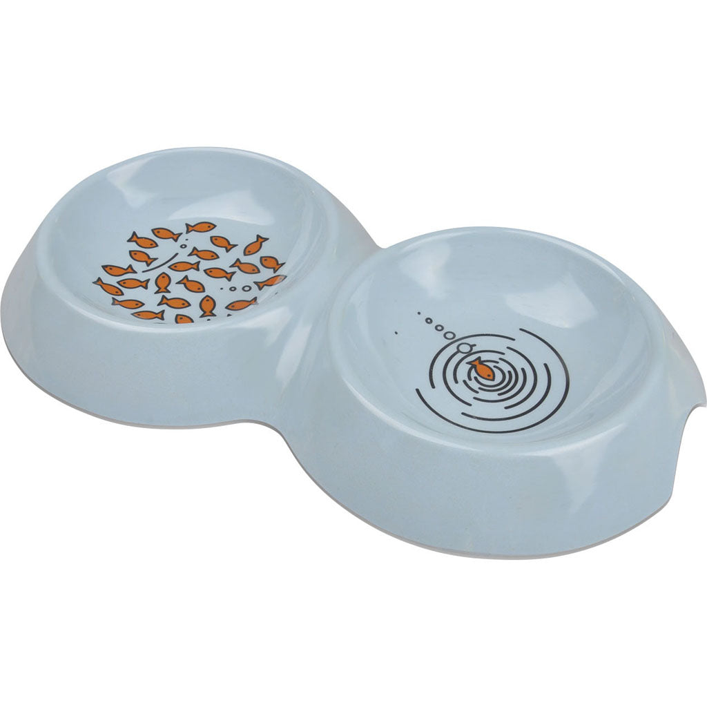 Van Ness Ecoware Double Cat Dish (BLUE, 16 OZ)