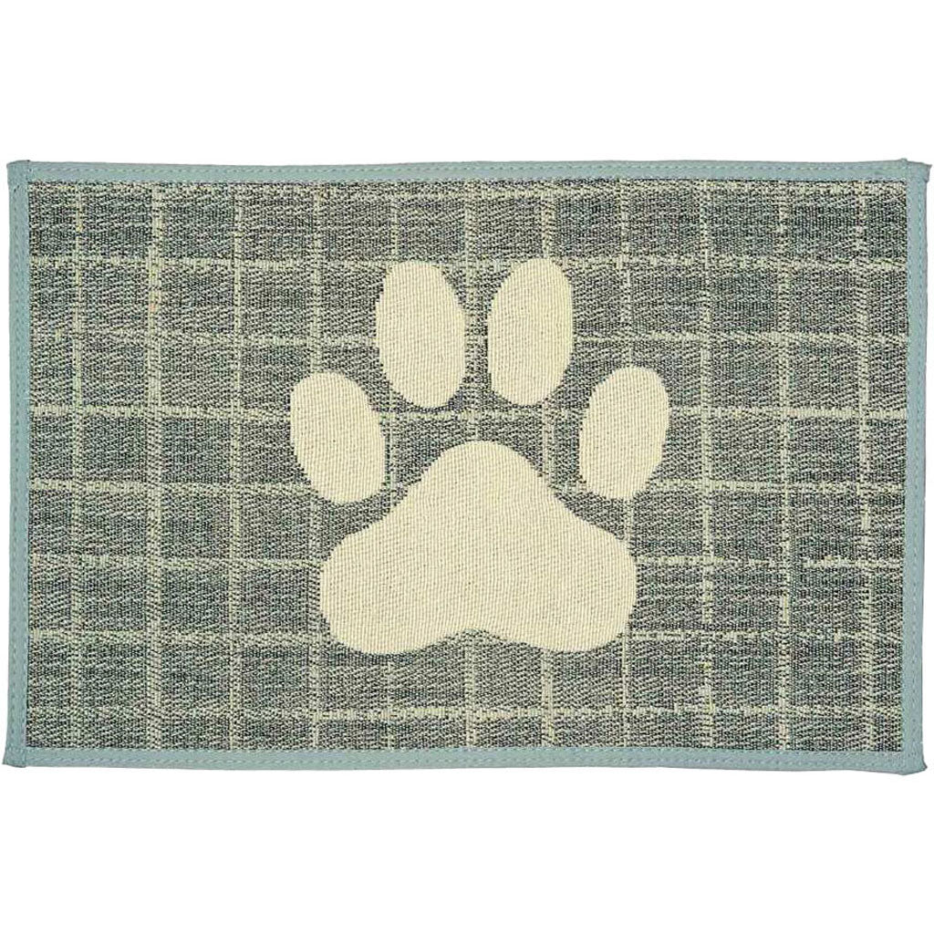 Bella Plaid Paw Fashion Mat Blue (BLUE, 12 X 19 IN)