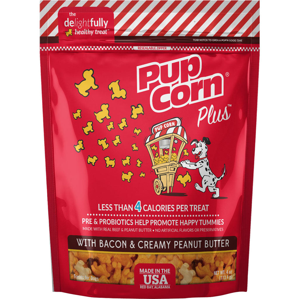 Pupcorn Plus Dog Treats (BACON/PEANUT BU, 4 OZ)