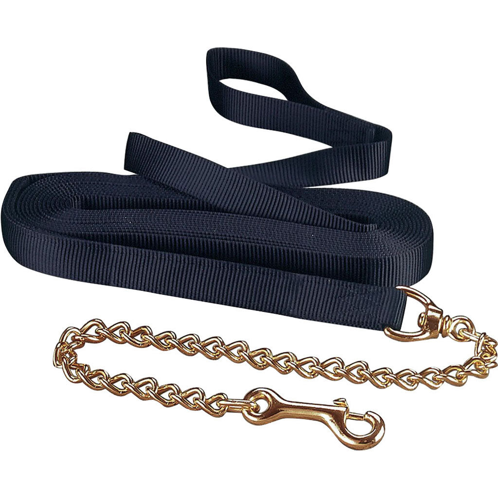 Hamilton Single Thick Lunge Line W/Chain (BLACK, 26 FT)