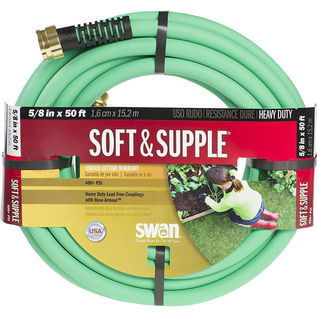 Swan Soft & Supple Premium Garden Hose (GREEN, 5/8 IN X 50 FT)
