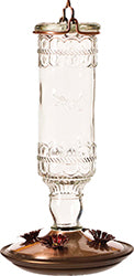 Antique Glass Bottle Hummingbird Feeder (CLEAR, 10 OZ CAP)