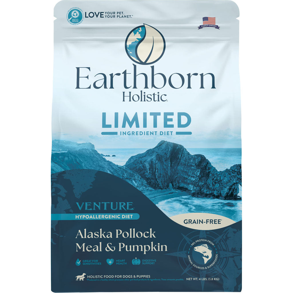 Earthborn Holistic Venture Lid Grain Free Dog Food (POLLOCK/PUMPKIN, 4 LB)