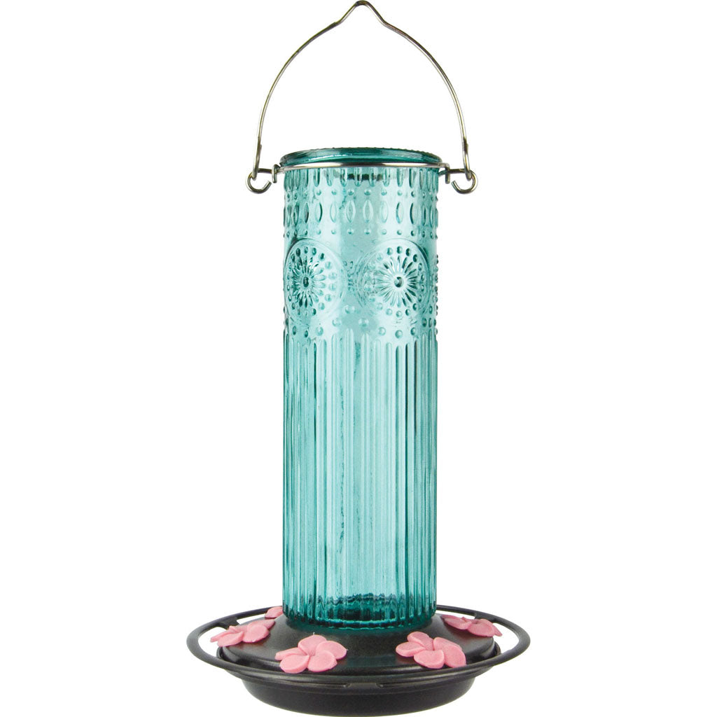 Antique Glass Gravity Hummingbird Feeder (GREEN, 28 OZ)