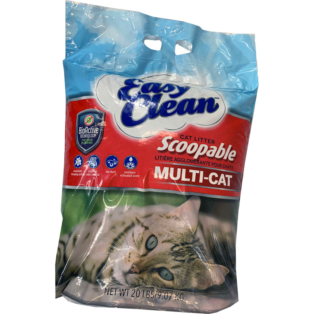 Easy Clean Multi-Cat Scoopable Cat Litter (ODOR BLOCK, 20 LB)