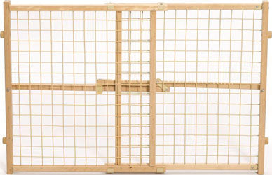 Wood/Wire Mesh Pet Gate (NATURAL, 24X29-41.5 IN)