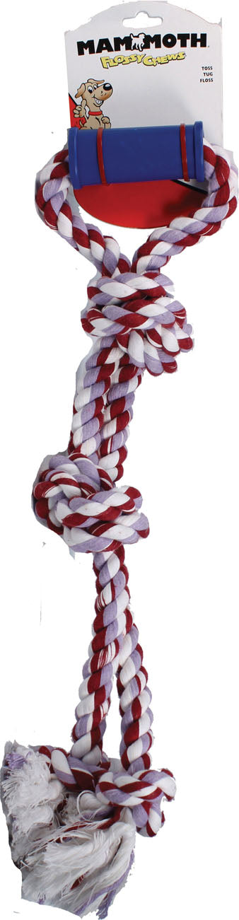 Flossy Chews Twin Tug W/Rubber Handle (MULTI, 24 IN)