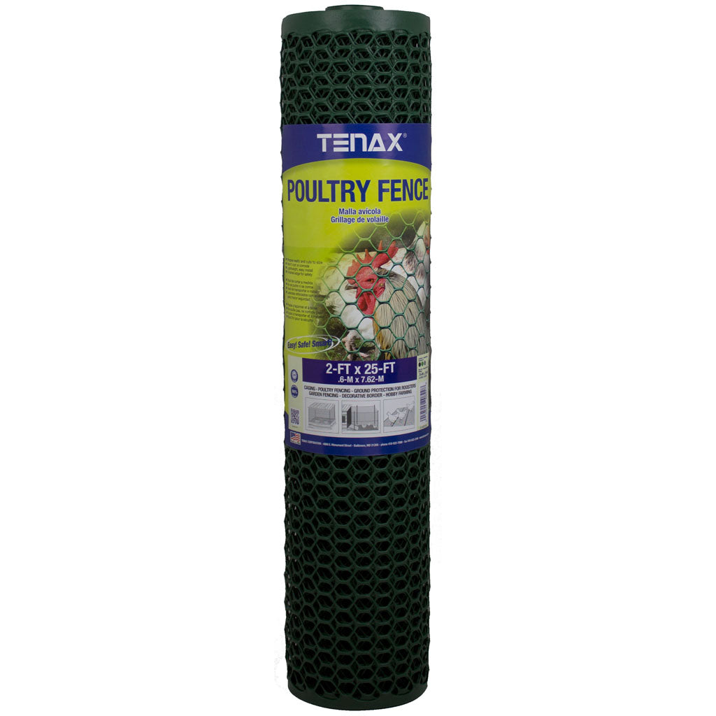 Tenax Plastic Hex Net Poultry Fence (GREEN, 2X25 FT)