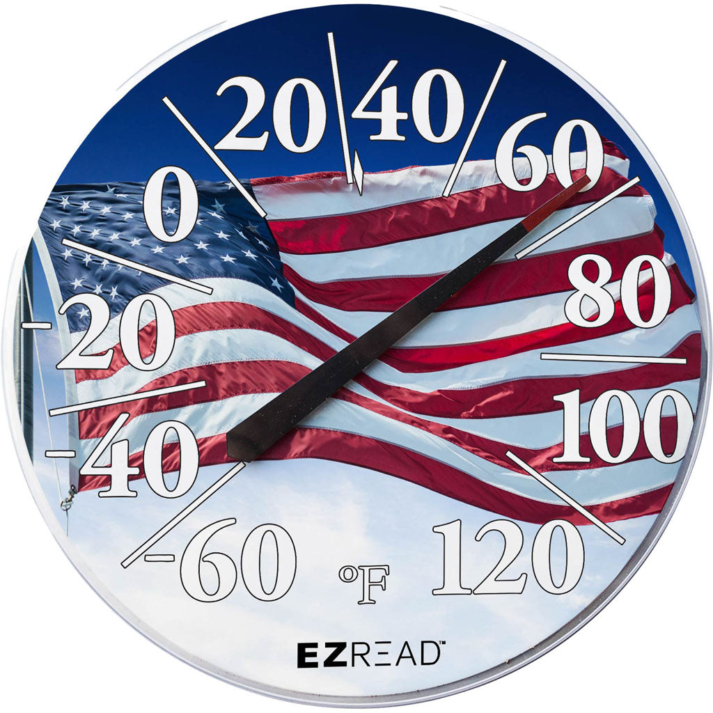 Ezread Indoor/Outdoor Dial Thermometer (AMERICAN FLAG, 12.5 IN)