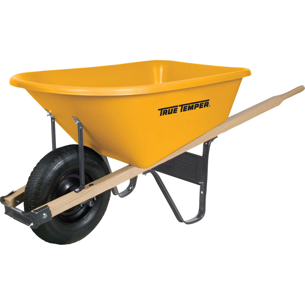 True Temper Poly Wheelbarrow W/Single Wheel (YELLOW, 6 CF)