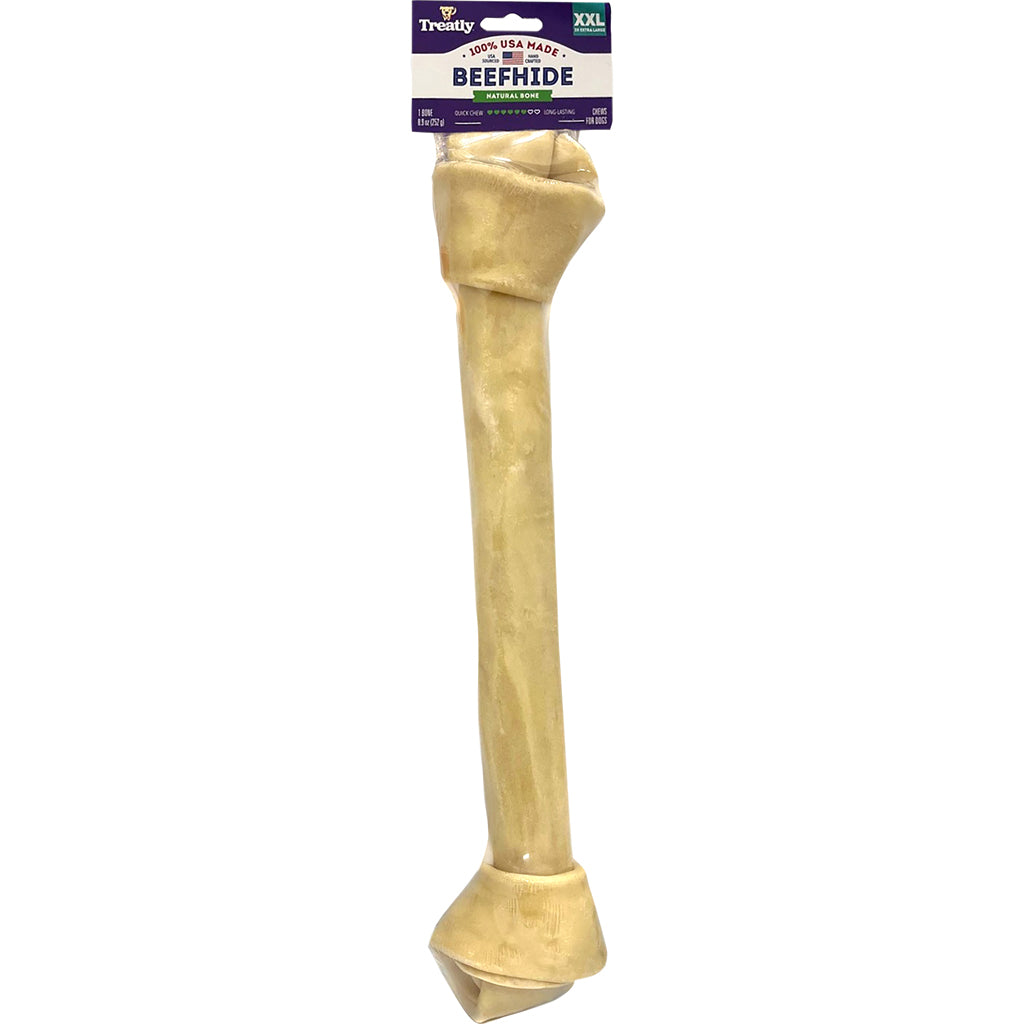 Treatly 100% Usa Beefhide Bone Banded (NATURAL, 15 IN-1 PK)