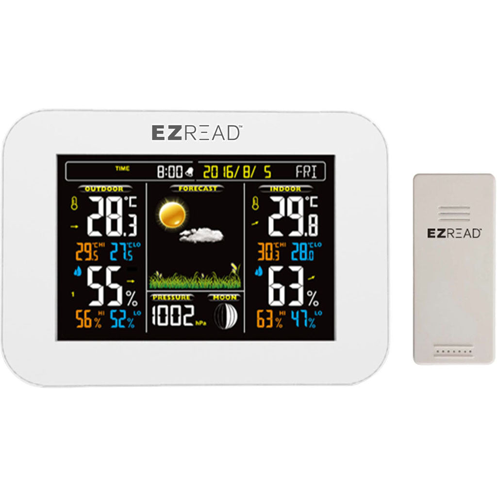 Ezread Digital Color Weather Station Thermometer (8 IN)