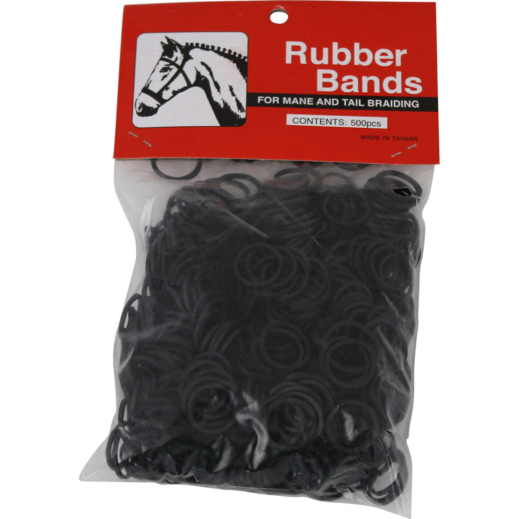 Rubber Horse Braid Bands (BLACK, 5 IN-500 PK)