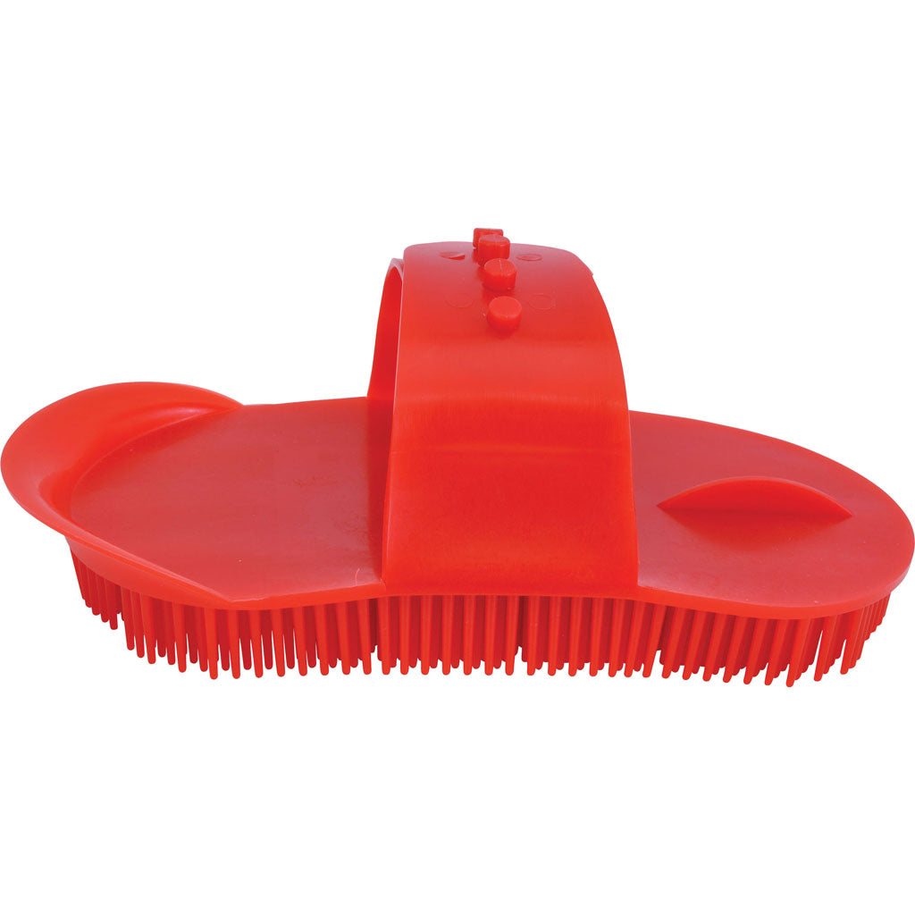 Plastic Curry Comb W/Strap (RED, 7 IN)