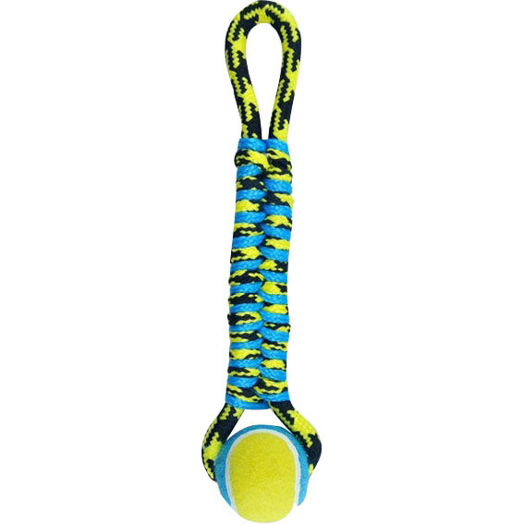 Pet Park Blvd Paracord Rope Twisted Tug W/Tennis (YELLOW)